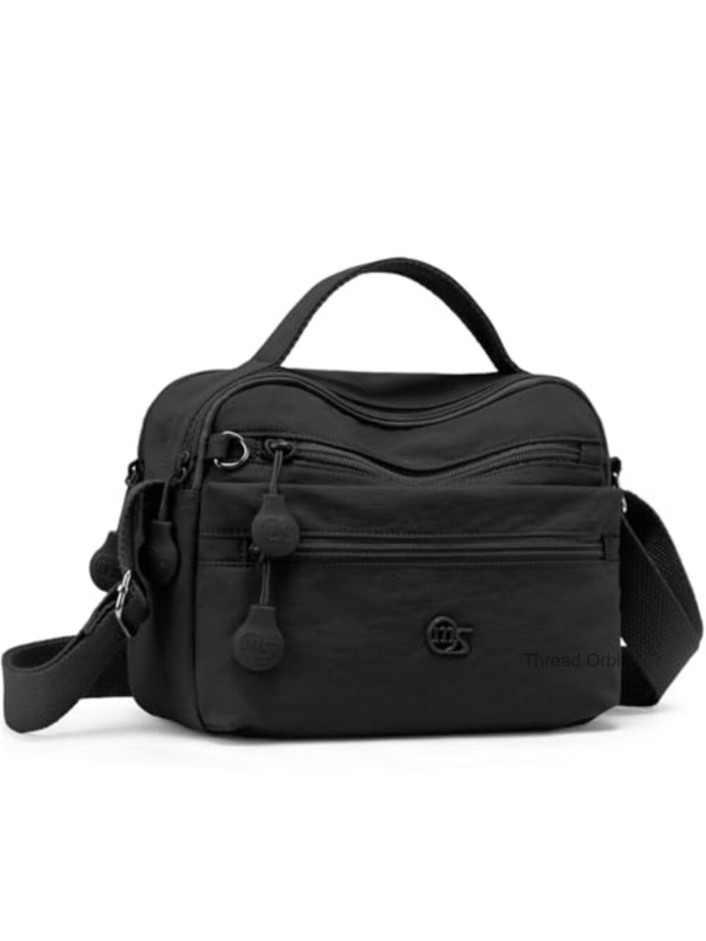 Lightweight Nylon Crossbody Bag with Adjustable Strap, 3 Pockets, Travel